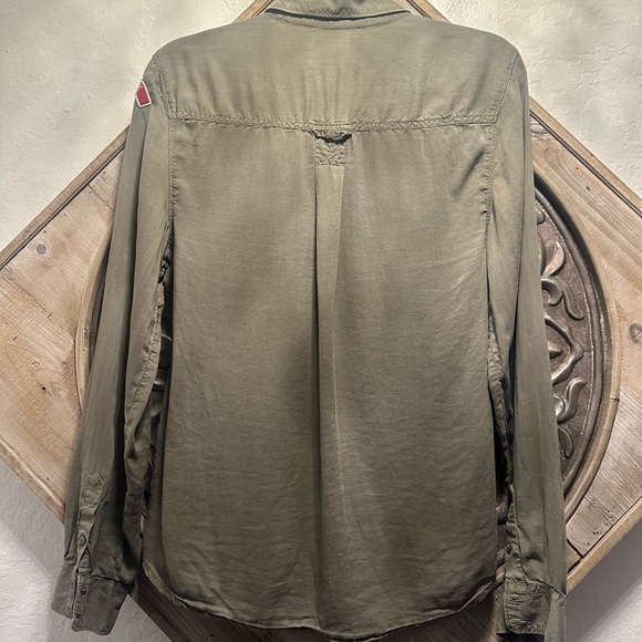 American Eagle Olive Green Military Top button up - Picture 3 of 5